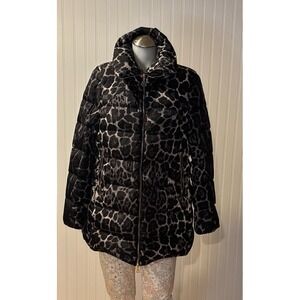 Moncler Torcelle Down Coat Black w/ Animal‎ Print